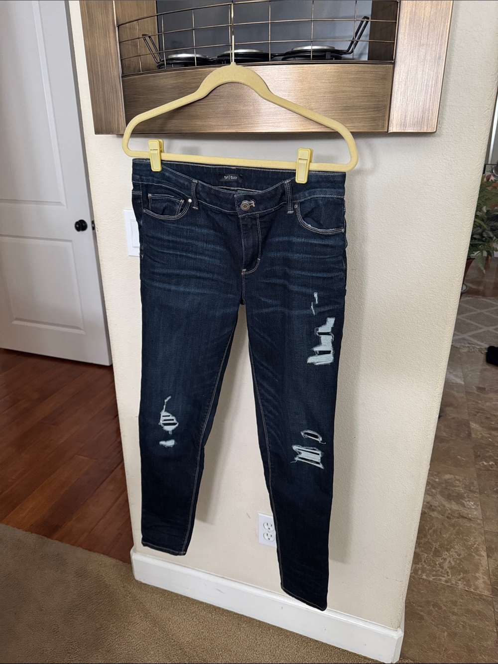 White House Black Market Dark Blue Distressed Skinny Jeans